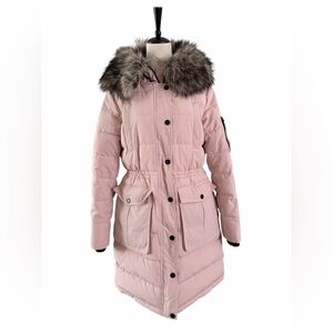 BCBGeneration faux fur hooded Light Pink Puffer Coat